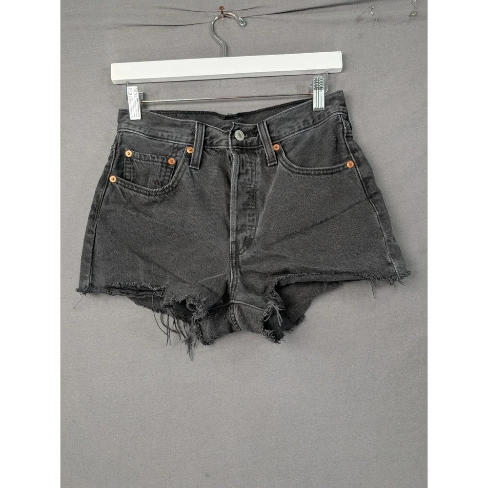 Levi 501 Original Cutoff Denim Shorts Black Gray W26 56327-0112